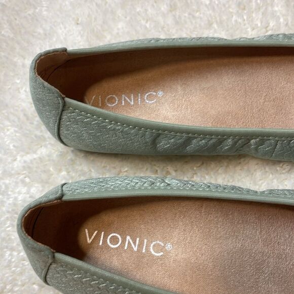 Vionic Green Textured Ballet Flats Comfort Orthotic Women’s Shoes Sz 7 - Picture 2 of 9